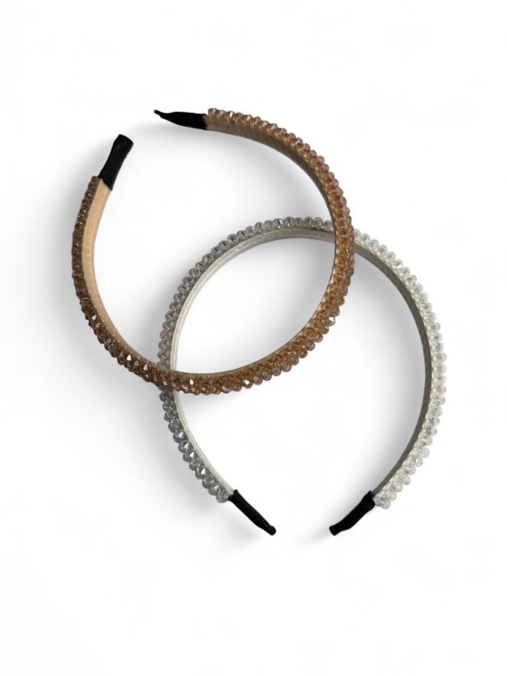 Crystal Beaded Headbands - Brown and Clear